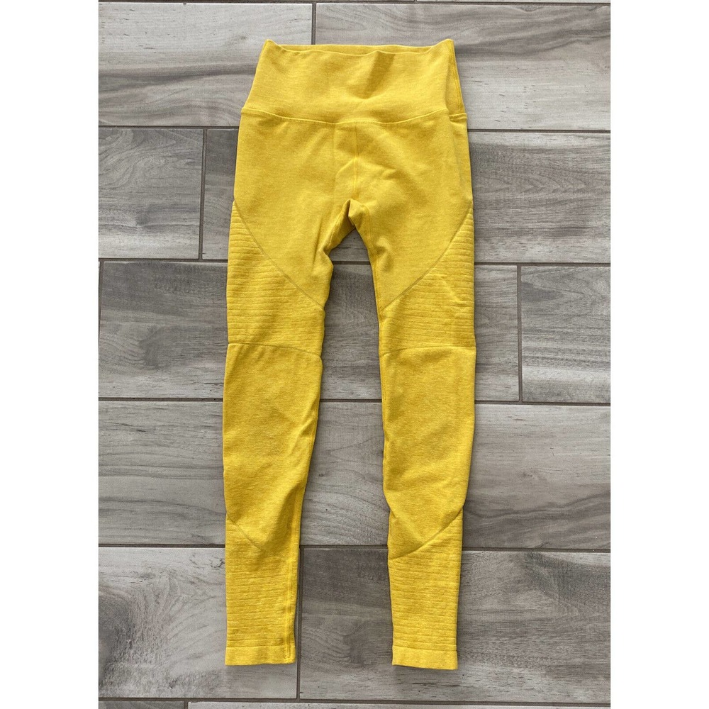 Alphalete Yellow High-Waisted Seam Detail Leggings